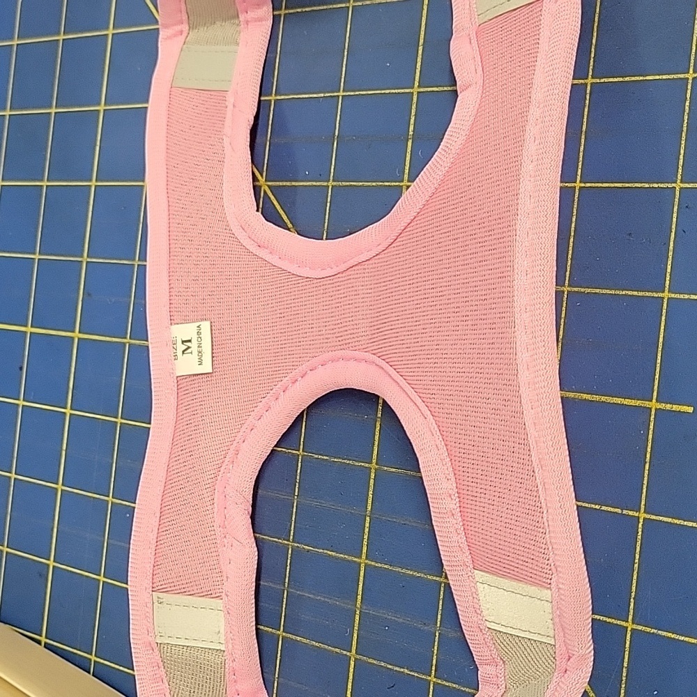 Pink & Gray Mesh Pet Buckle & Velcro Harness 12"/13" Around 6" Length - Picture 5 of 11